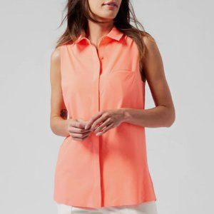 Women's Athleta Urbanite II Button Up Tank Top Bright Coral Size S